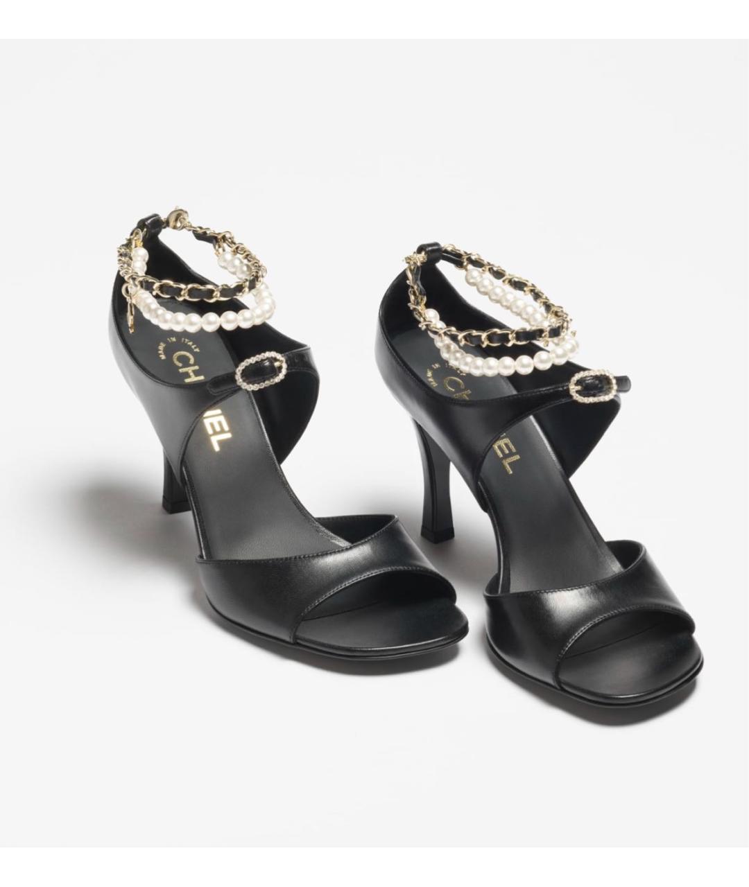 CHANEL Черные кожаные босоножки, фото 2