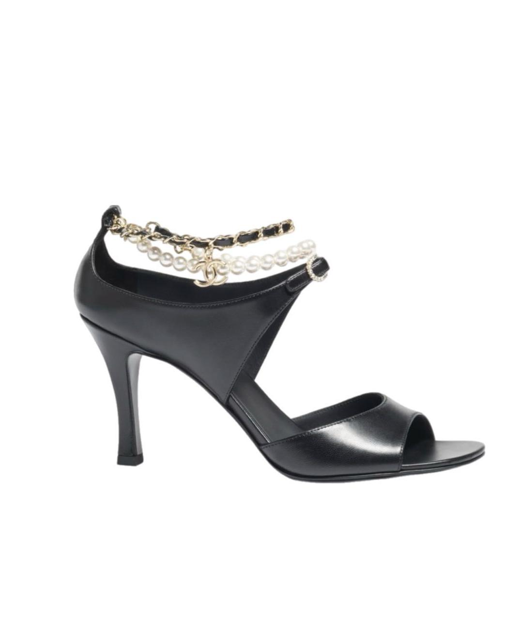 CHANEL Черные кожаные босоножки, фото 1