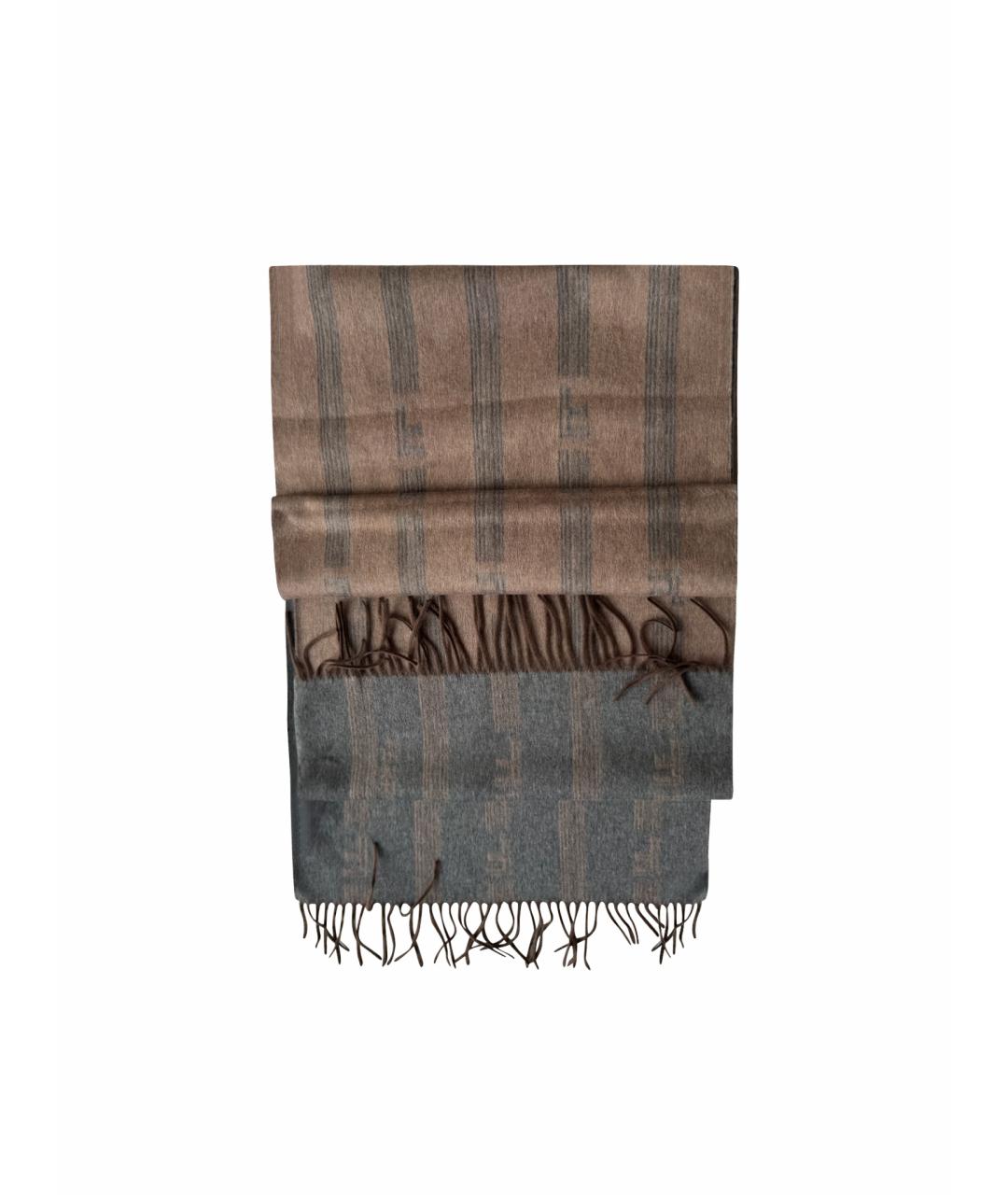 FERRAGAMO Серый шелковый шарф, фото 1