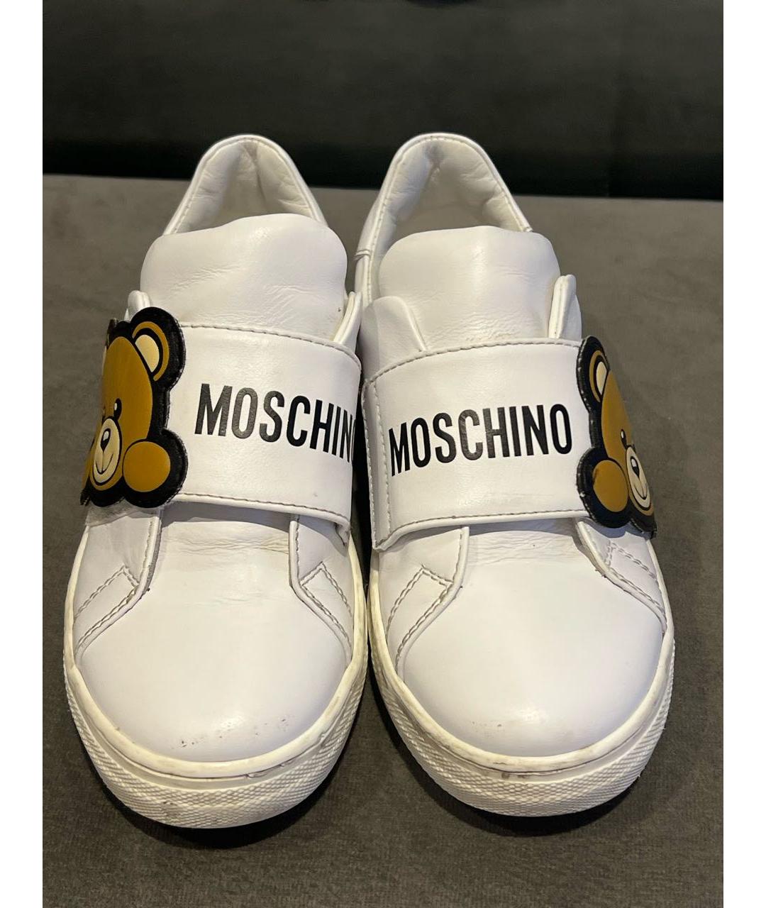MOSCHINO Белые кожаные кеды, фото 2