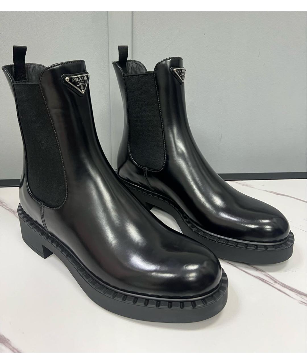PRADA Черные кожаные ботинки, фото 5