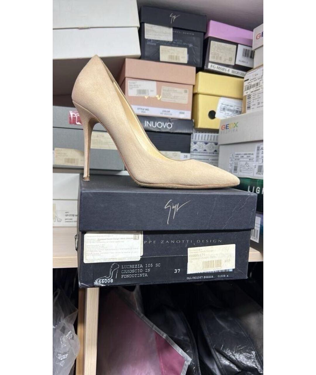 GIUSEPPE ZANOTTI DESIGN Бежевые замшевые туфли, фото 4
