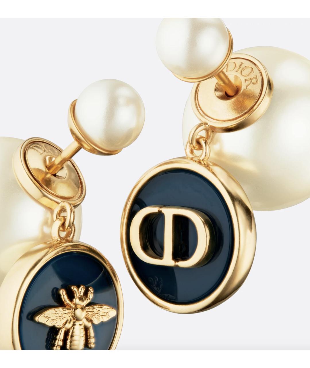CHRISTIAN DIOR Белые латунные серьги, фото 2