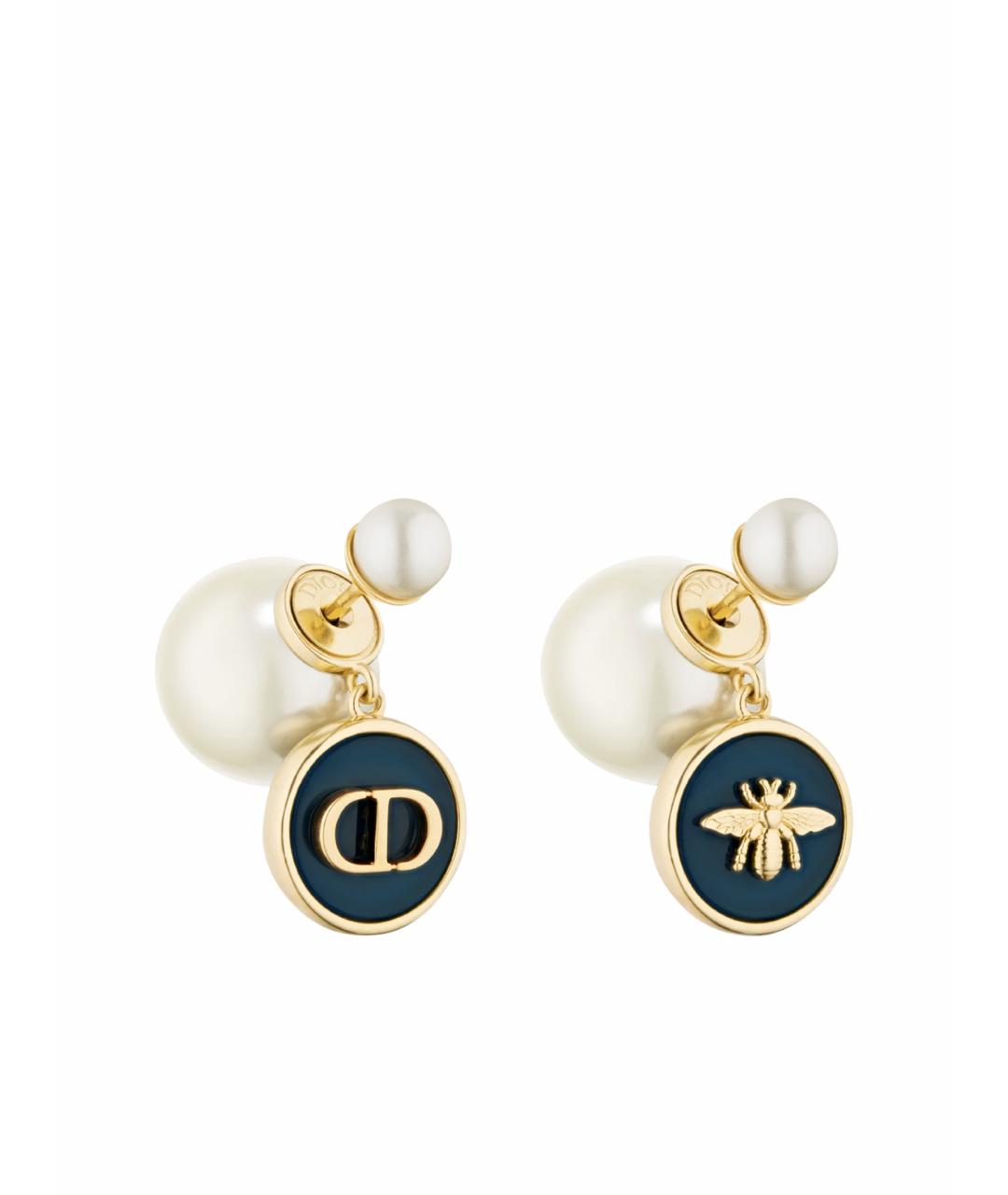 CHRISTIAN DIOR Белые латунные серьги, фото 1