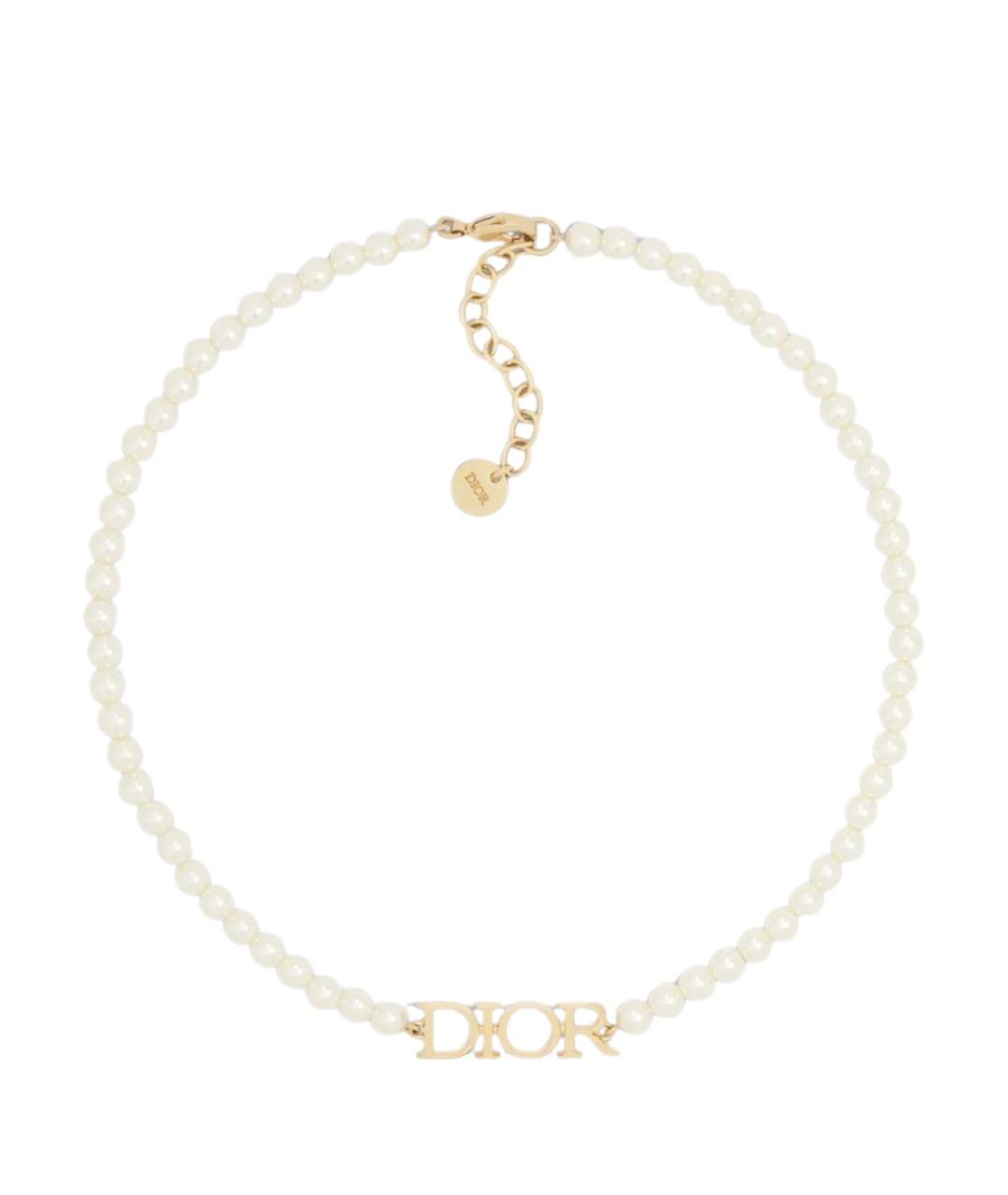 CHRISTIAN DIOR Белое латунное колье, фото 1