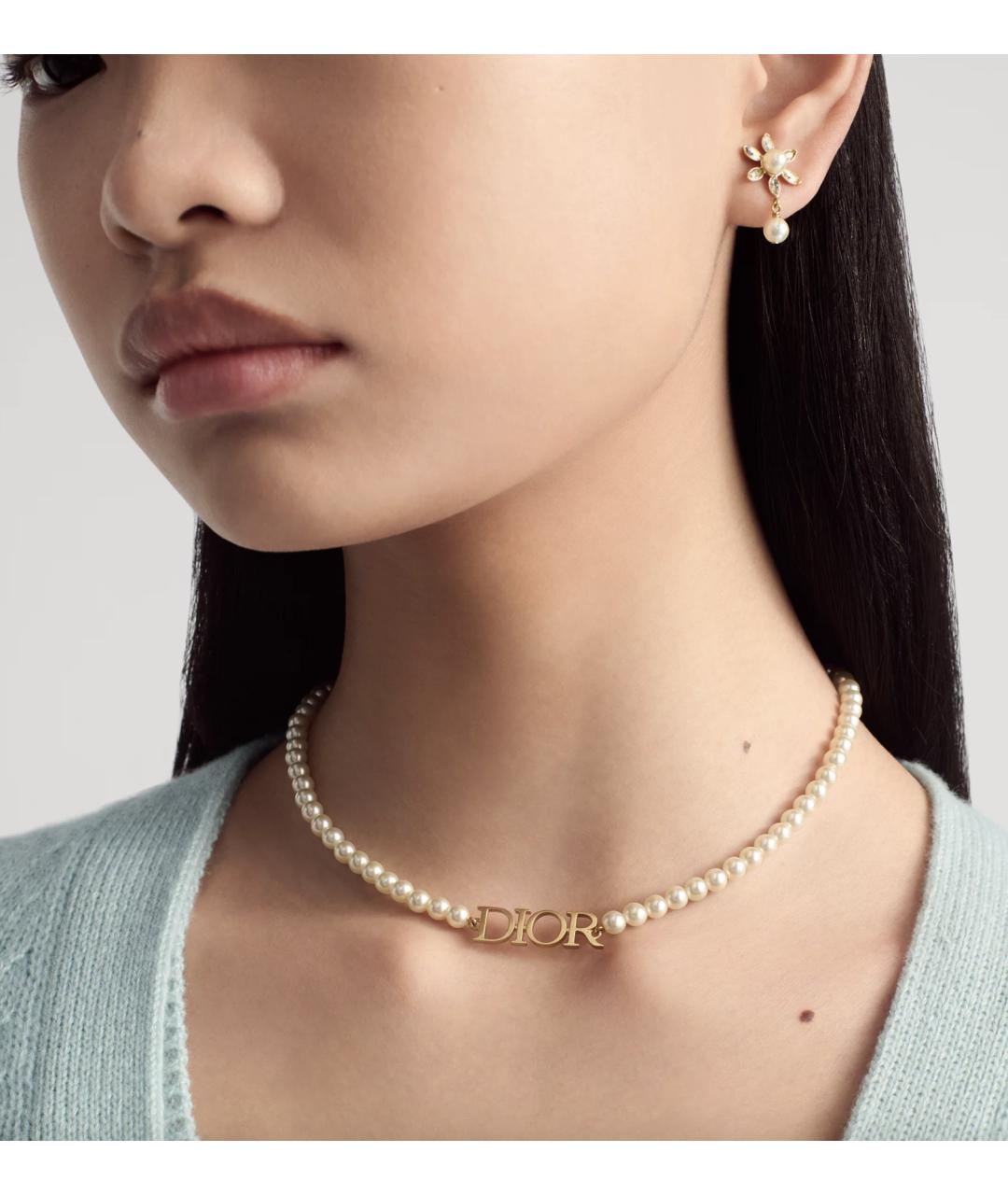 CHRISTIAN DIOR Белое латунное колье, фото 2