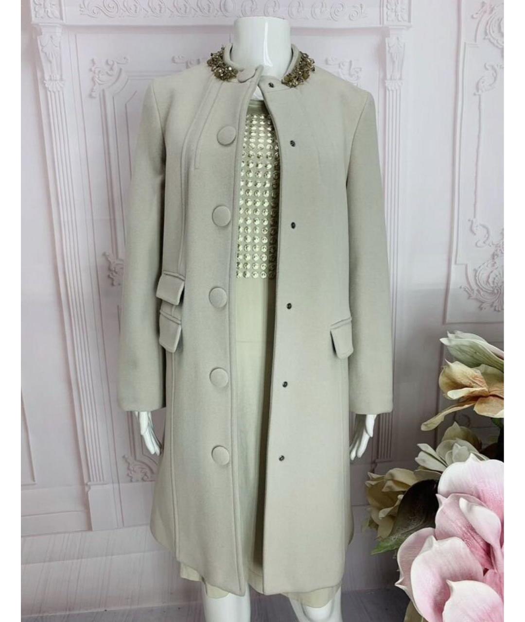 TWIN-SET Бежевое шерстяное пальто, фото 5