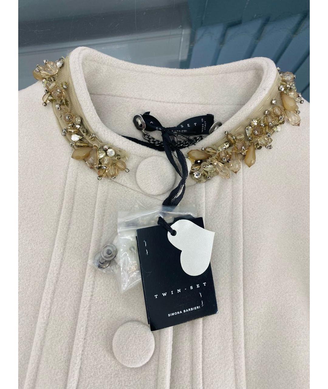 TWIN-SET Бежевое шерстяное пальто, фото 3