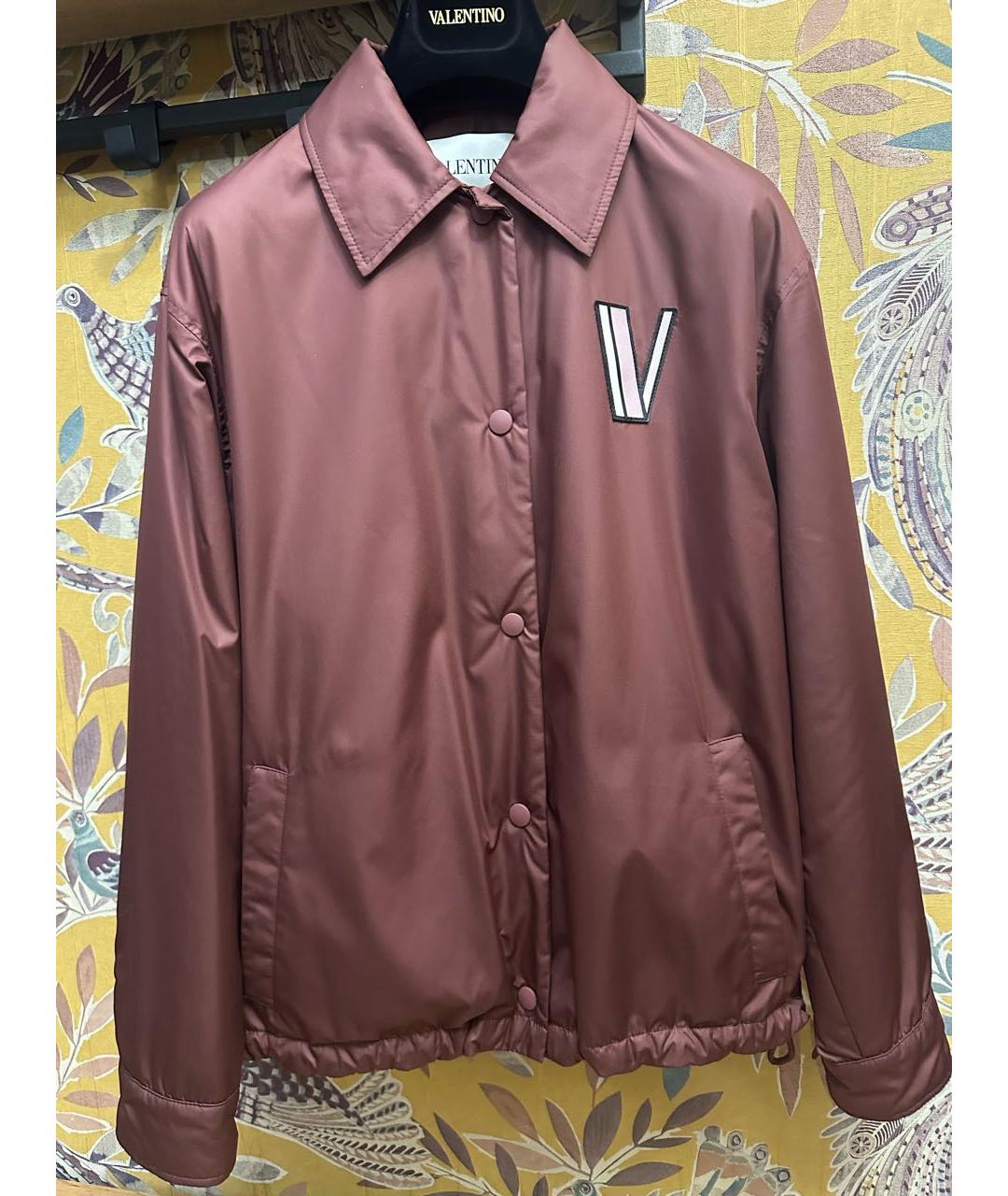 VALENTINO Бордовая полиэстеровая куртка, фото 6