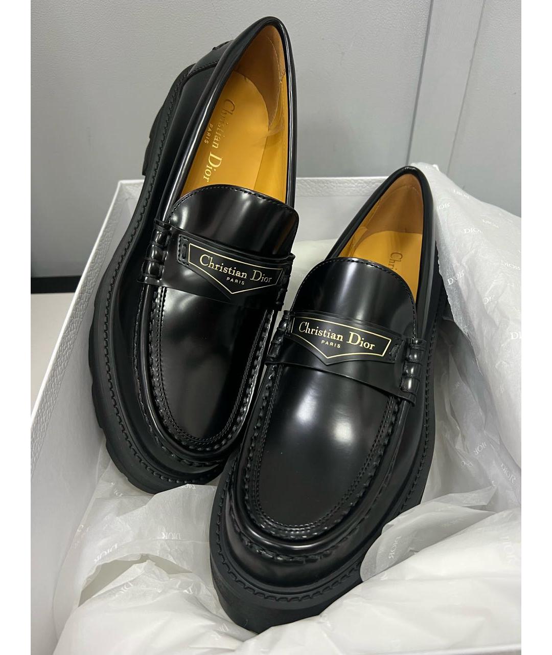 CHRISTIAN DIOR Черные кожаные лоферы, фото 5