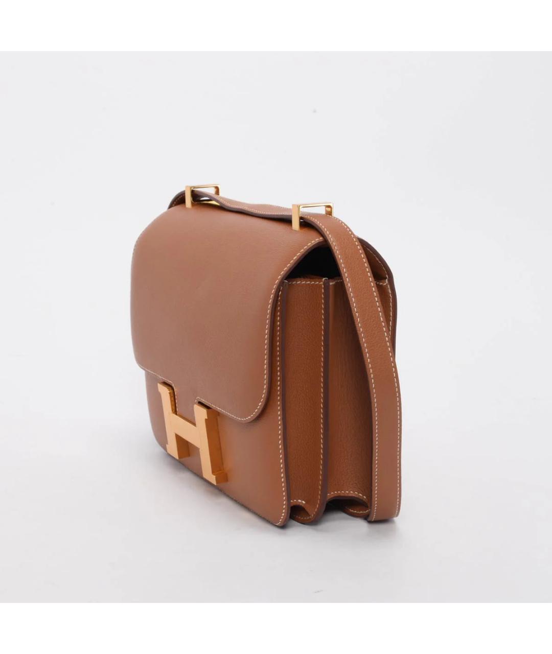 HERMES Горчичная кожаная сумка через плечо, фото 2