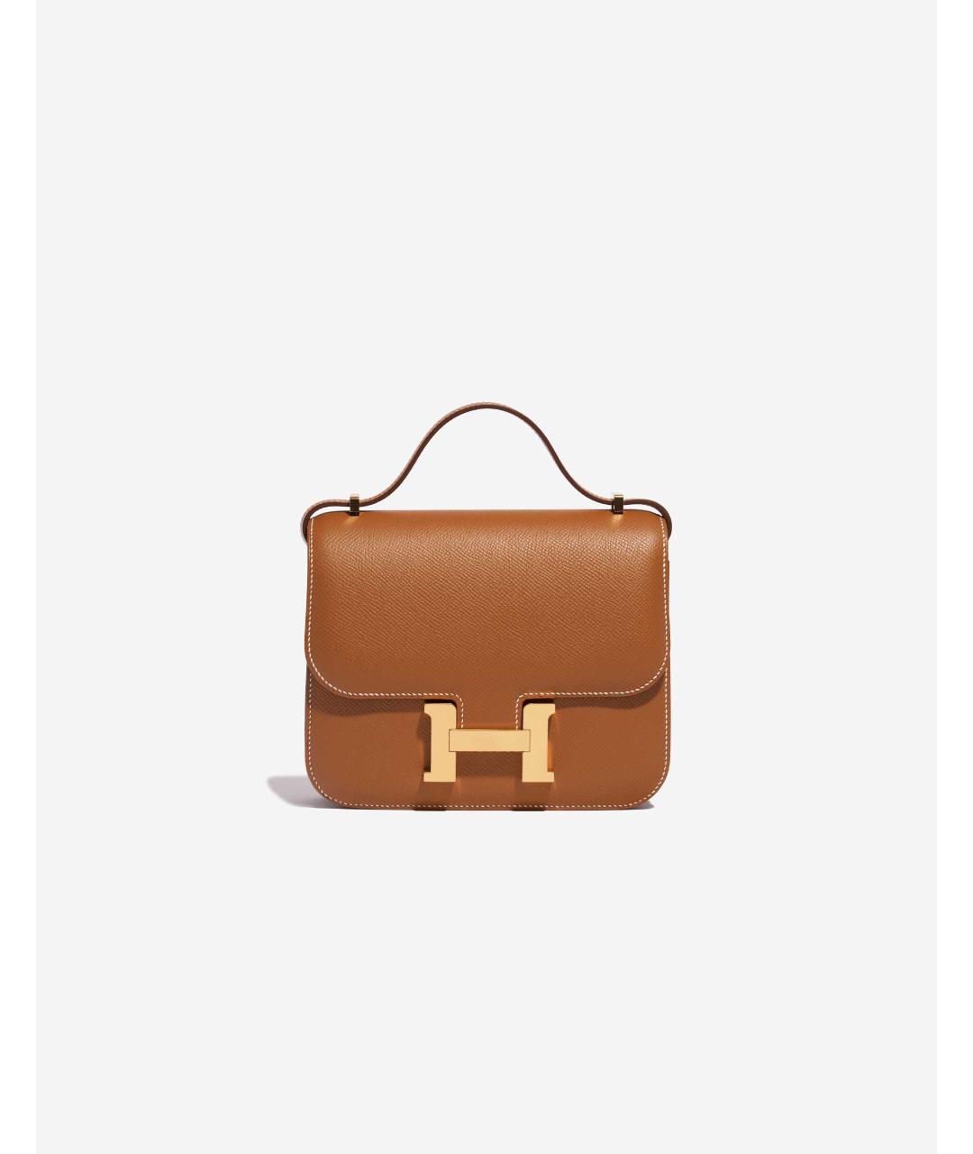 HERMES Горчичная кожаная сумка через плечо, фото 5