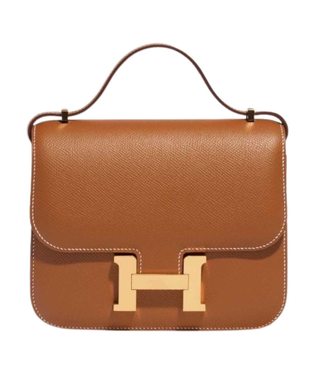 HERMES Горчичная кожаная сумка через плечо, фото 1