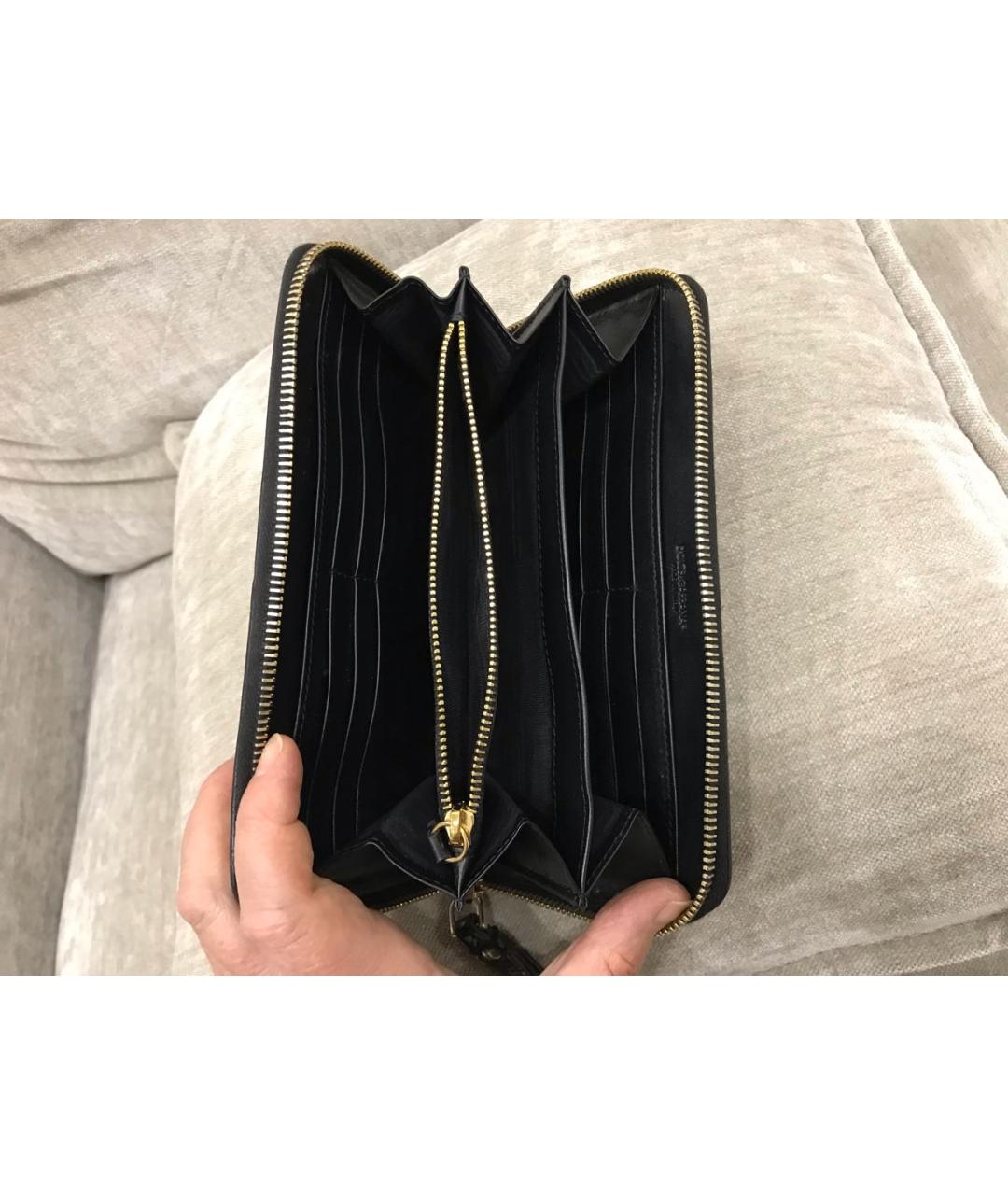 DOLCE&GABBANA Черный кошелек из лакированной кожи, фото 4