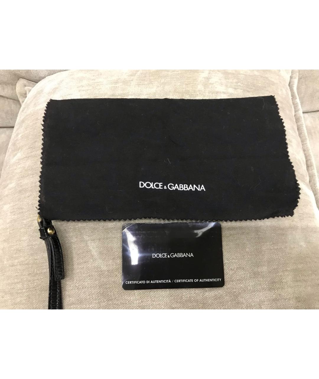 DOLCE&GABBANA Черный кошелек из лакированной кожи, фото 2