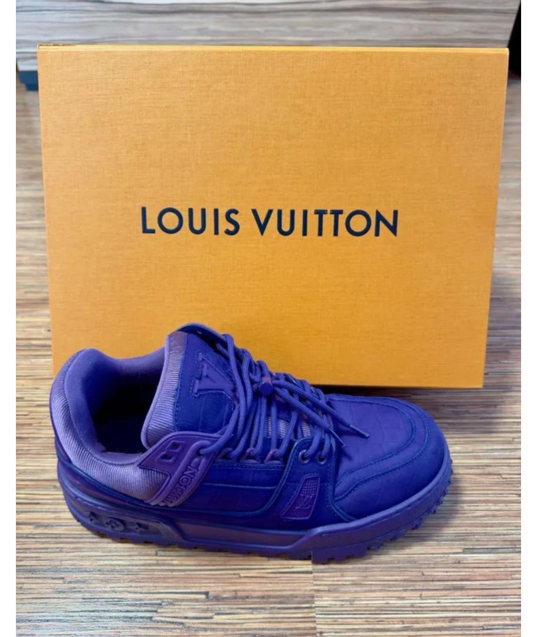 LOUIS VUITTON Фиолетовые кожаные высокие кроссовки / кеды, фото 5