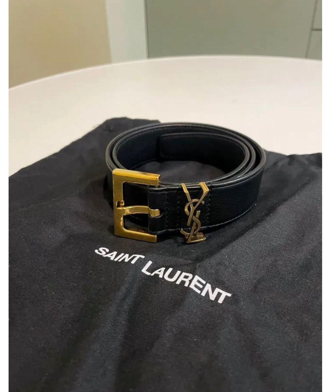SAINT LAURENT Черный кожаный ремень, фото 5