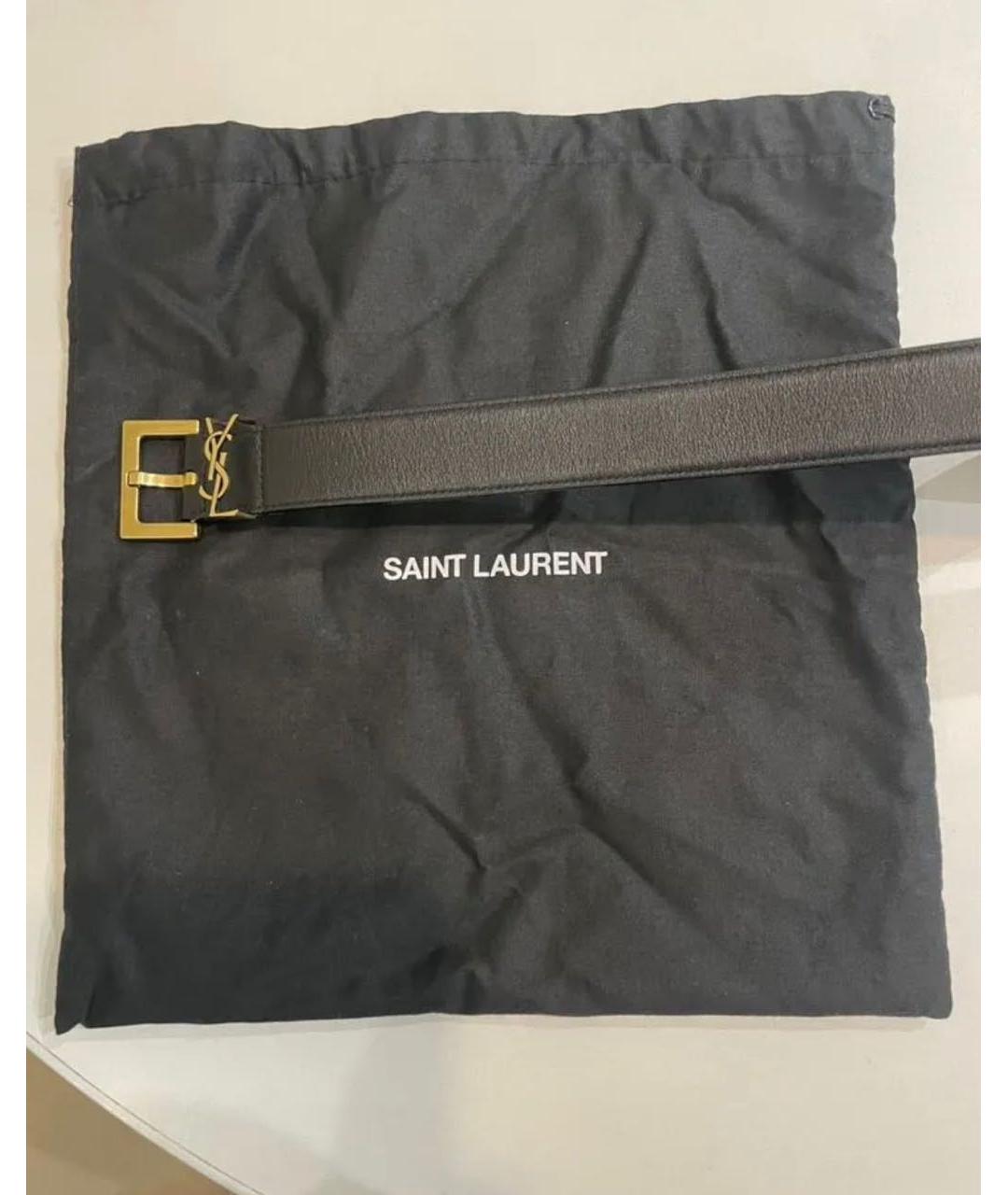 SAINT LAURENT Черный кожаный ремень, фото 2