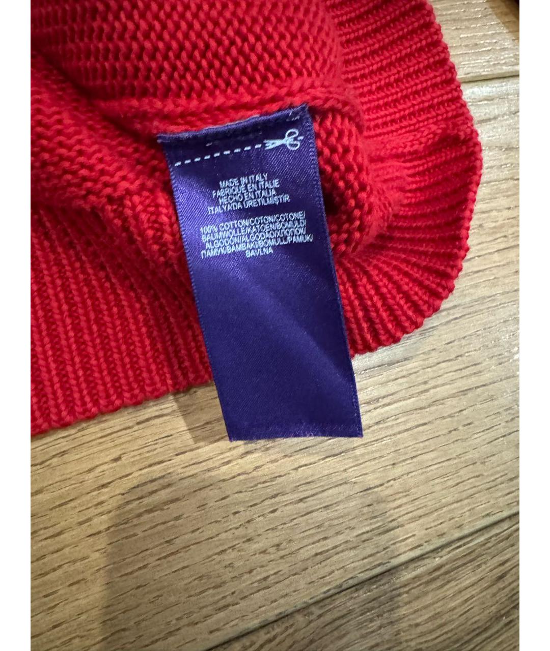 RALPH LAUREN PURPLE LABEL Красный хлопковый джемпер / свитер, фото 4