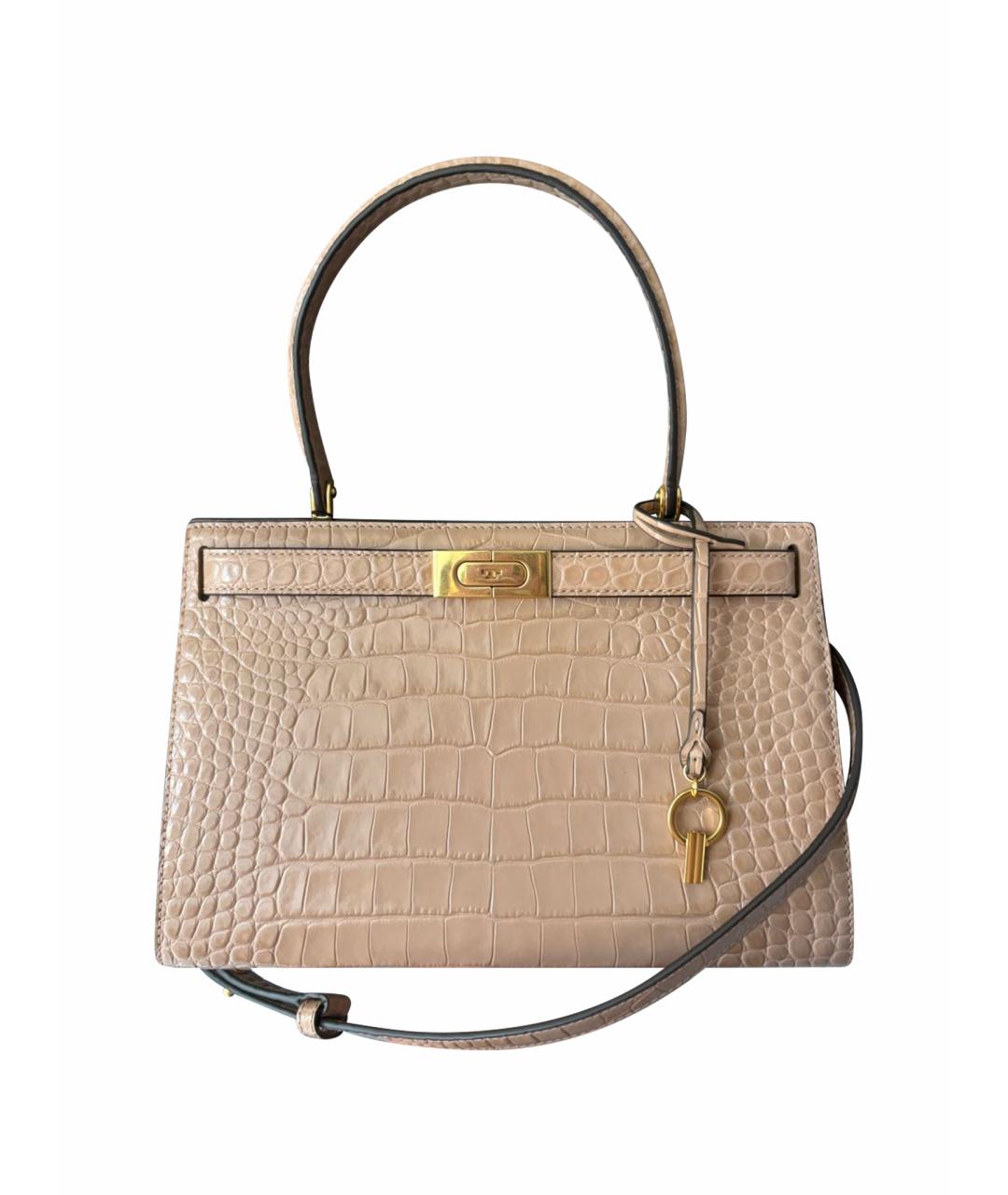 TORY BURCH Бежевая кожаная сумка с короткими ручками, фото 1