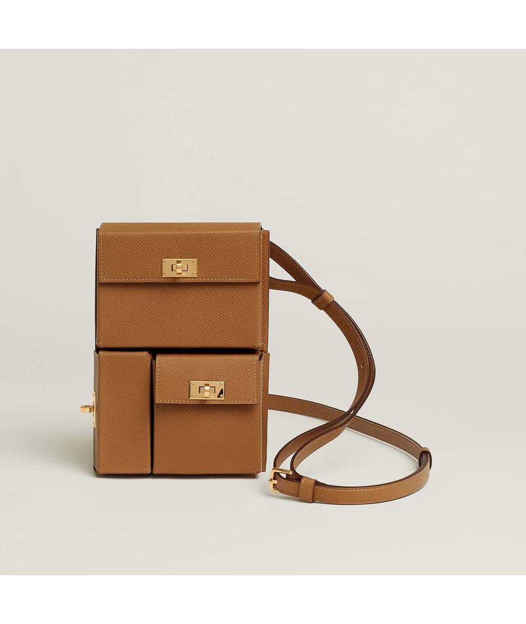 HERMES Горчичная кожаная сумка через плечо, фото 4