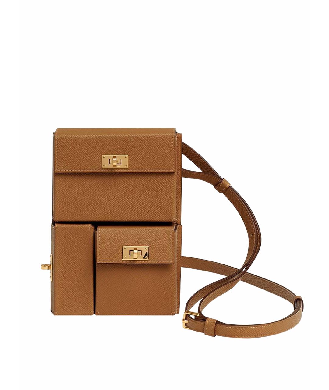 HERMES Горчичная кожаная сумка через плечо, фото 1