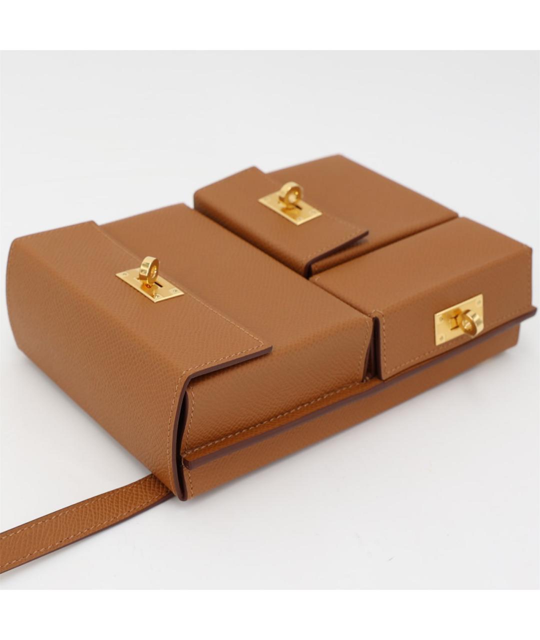 HERMES Горчичная кожаная сумка через плечо, фото 2