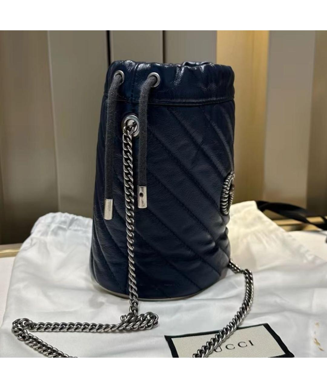 GUCCI Темно-синяя кожаная сумка через плечо, фото 3