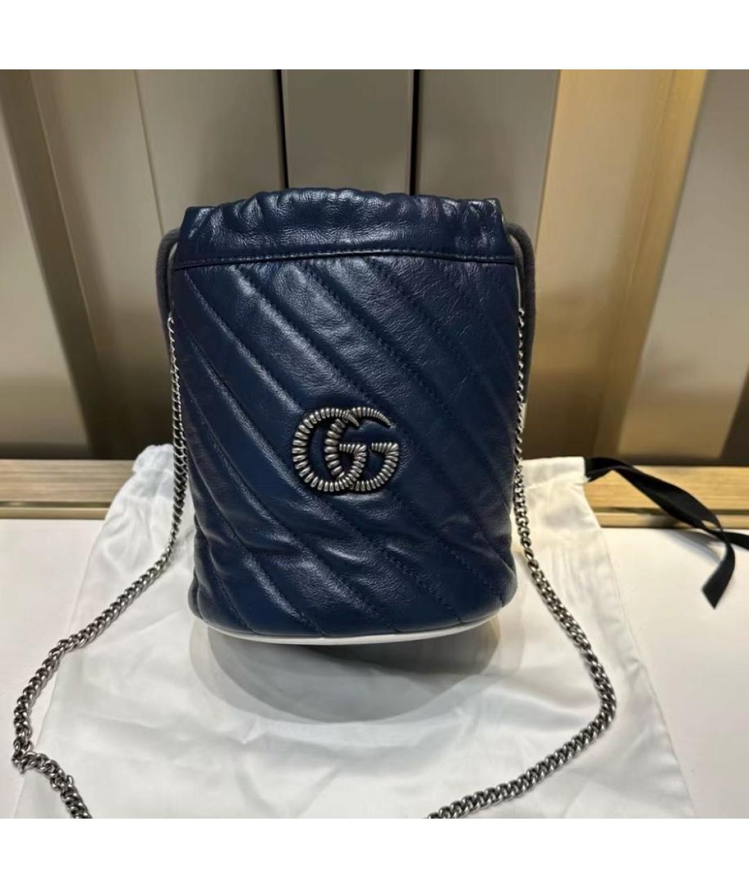 GUCCI Темно-синяя кожаная сумка через плечо, фото 2