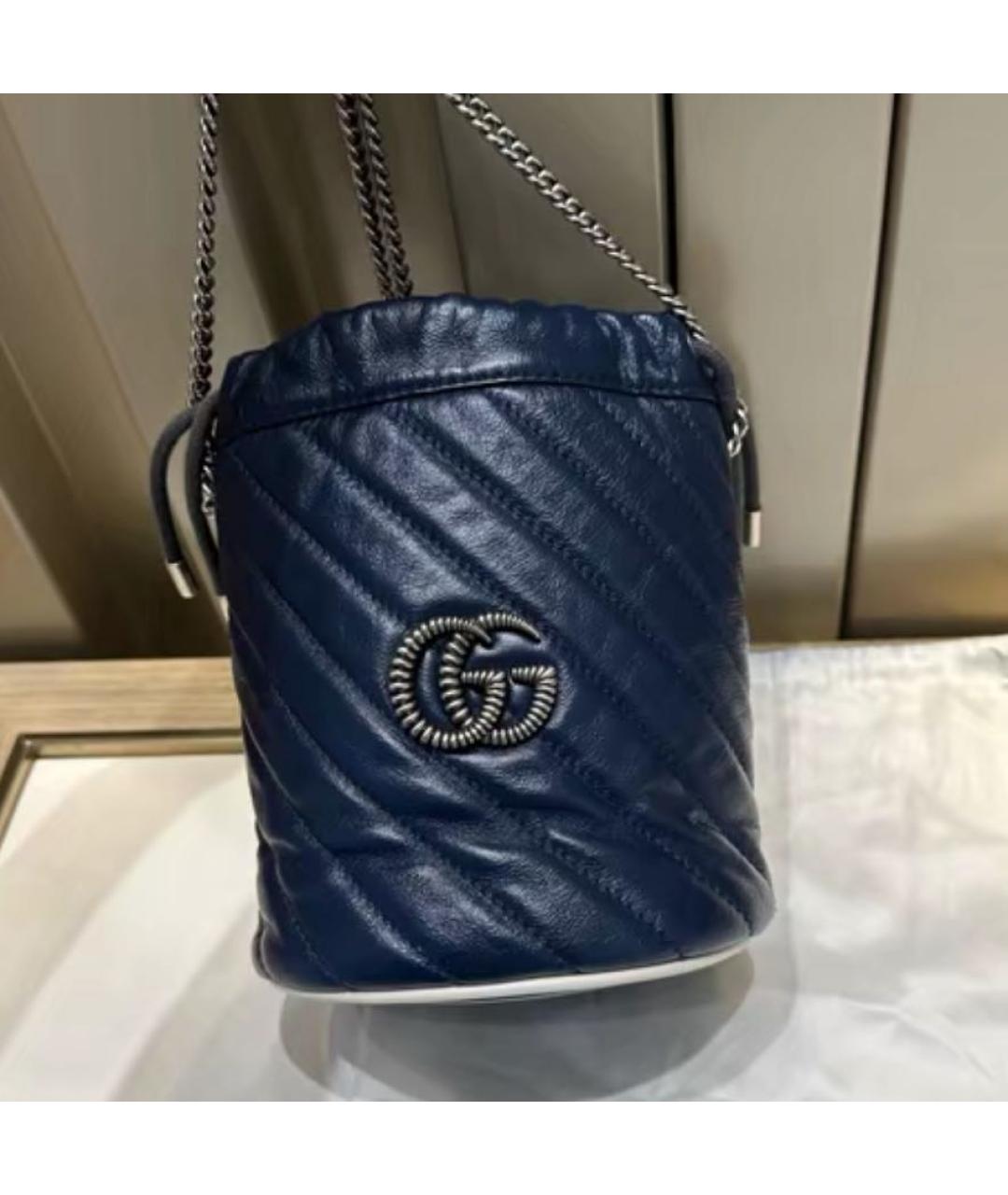 GUCCI Темно-синяя кожаная сумка через плечо, фото 5