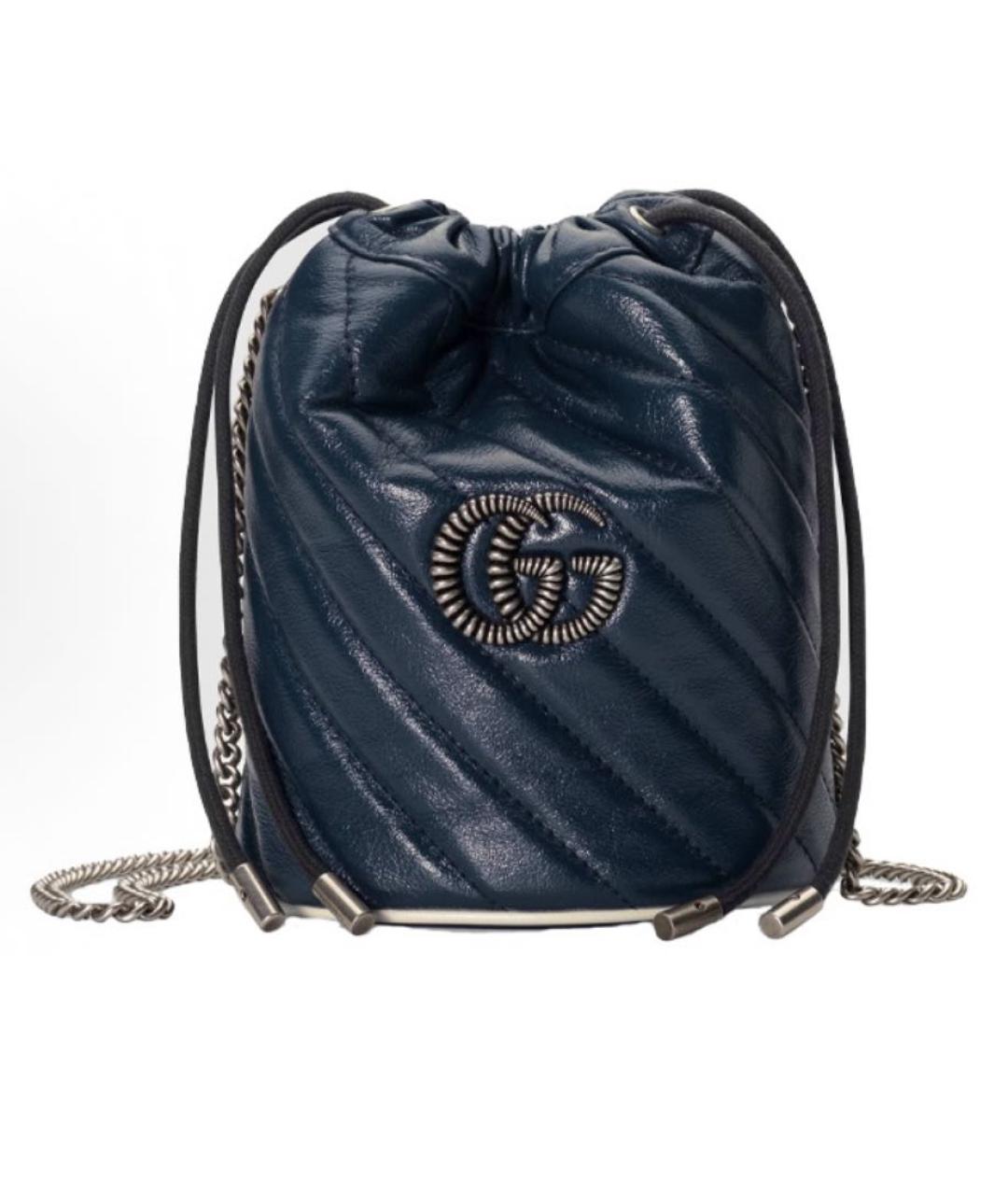 GUCCI Темно-синяя кожаная сумка через плечо, фото 1