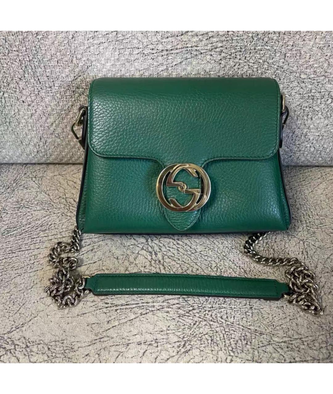GUCCI Зеленая кожаная сумка через плечо, фото 2