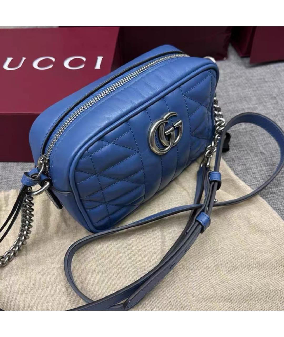 GUCCI Синяя кожаная сумка через плечо, фото 4