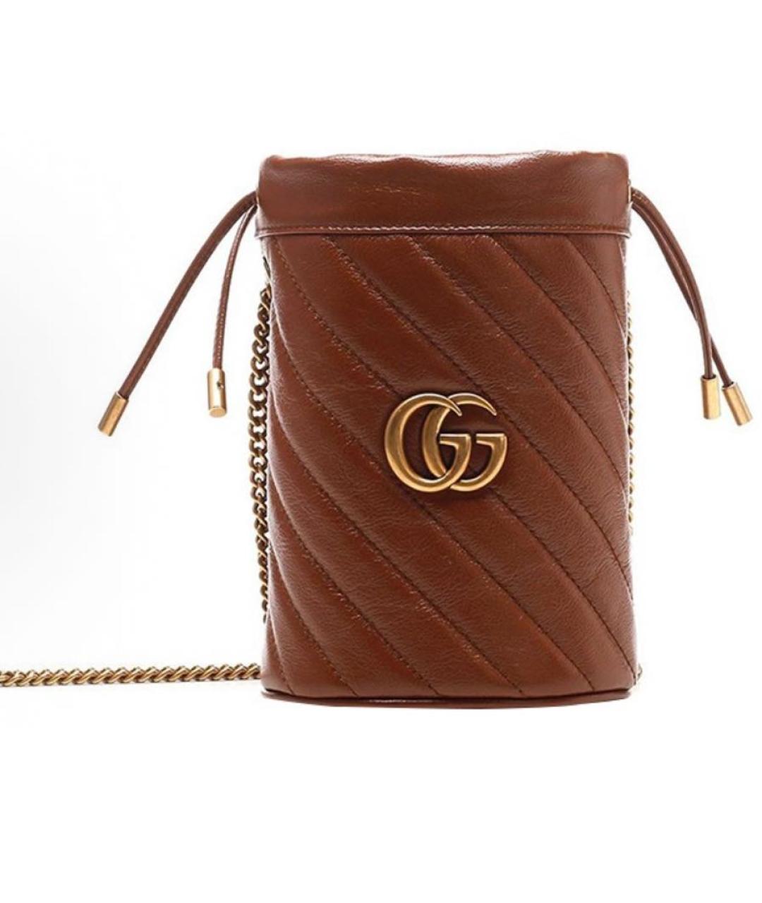GUCCI Коричневая кожаная сумка через плечо, фото 9