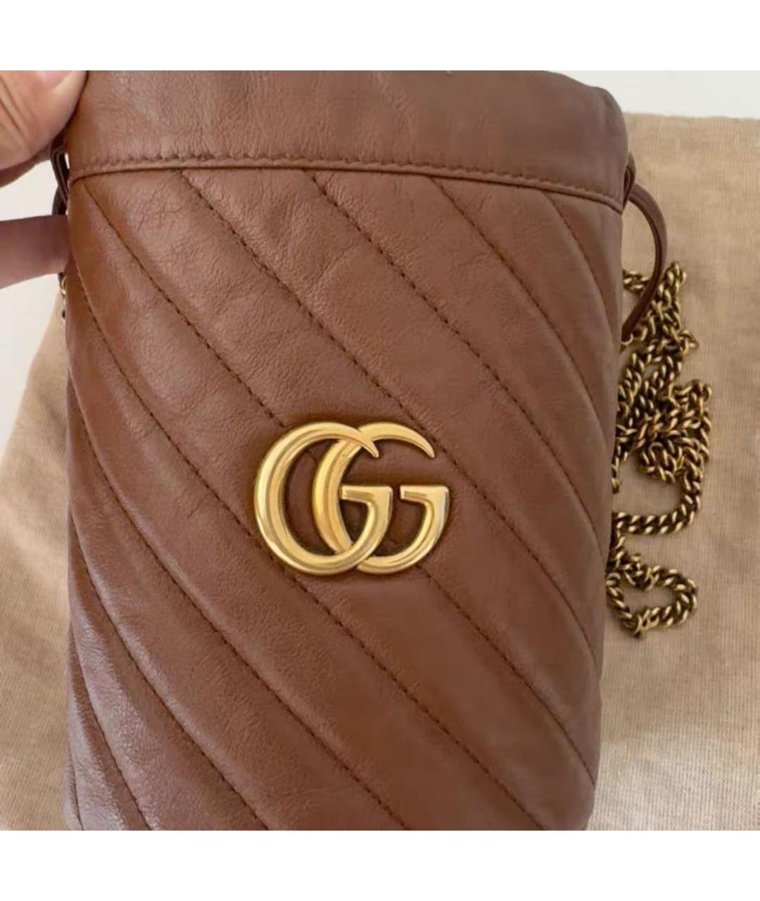 GUCCI Коричневая кожаная сумка через плечо, фото 2