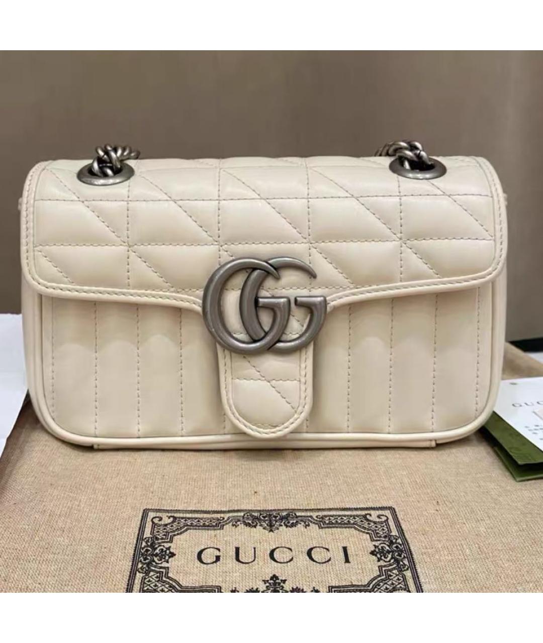 GUCCI Белая кожаная сумка через плечо, фото 2