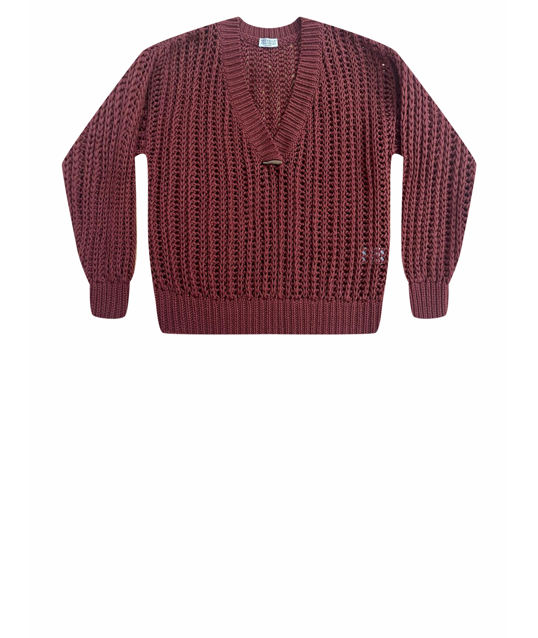 BRUNELLO CUCINELLI Бордовый хлопковый джемпер / свитер, фото 1
