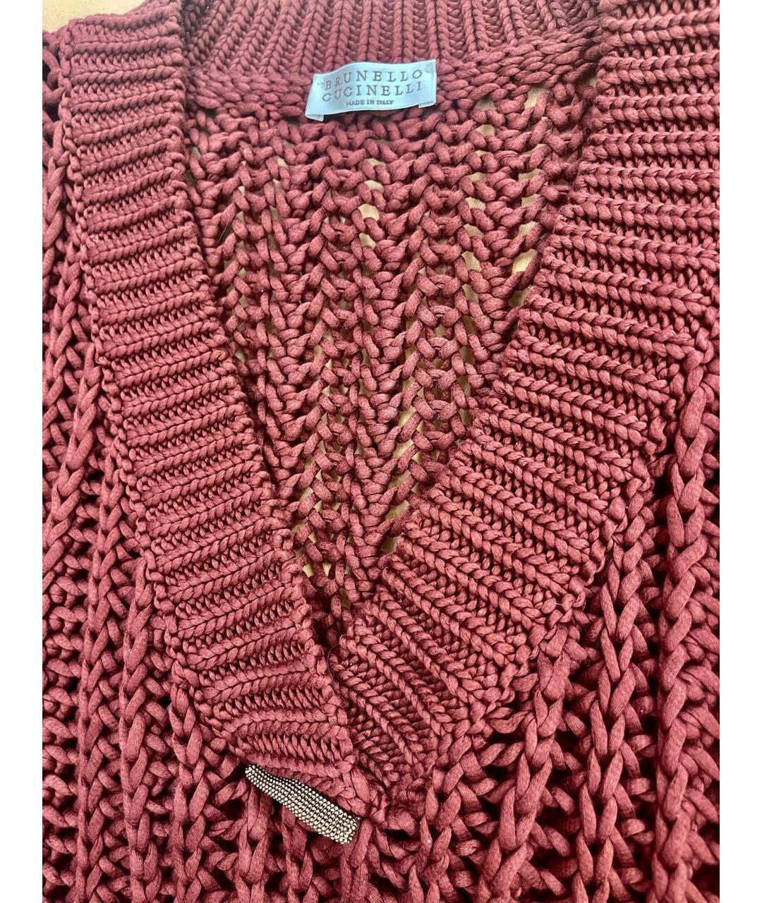 BRUNELLO CUCINELLI Бордовый хлопковый джемпер / свитер, фото 3