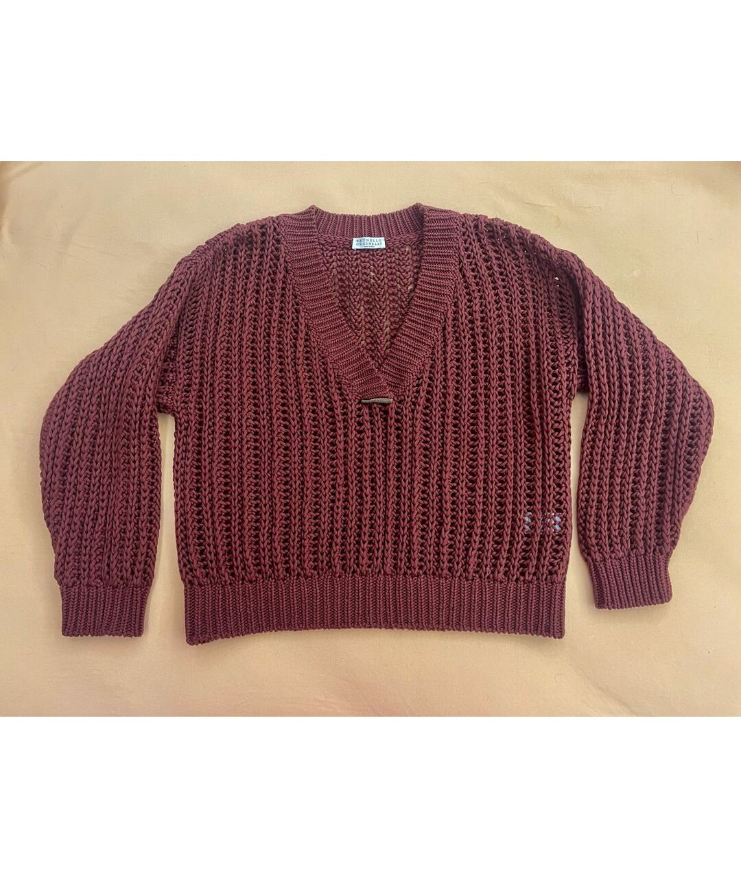 BRUNELLO CUCINELLI Бордовый хлопковый джемпер / свитер, фото 5