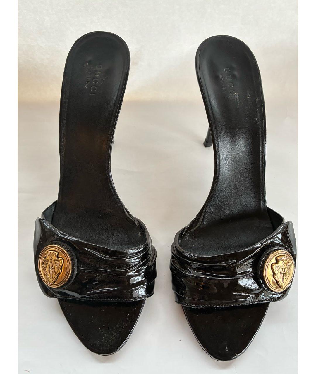 GUCCI Черные босоножки из лакированной кожи, фото 2
