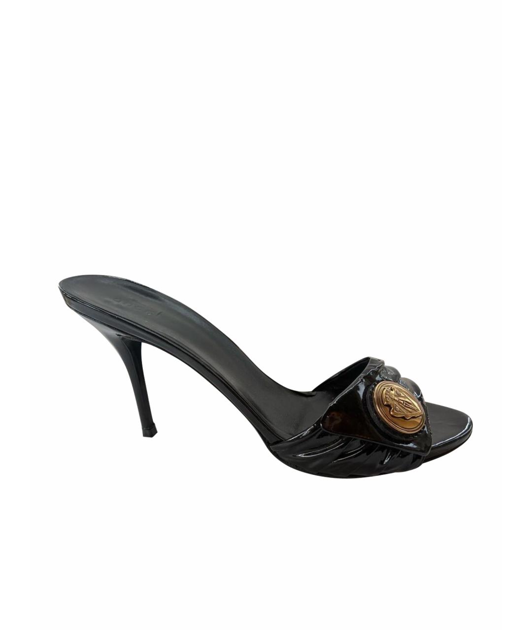 GUCCI Черные босоножки из лакированной кожи, фото 1