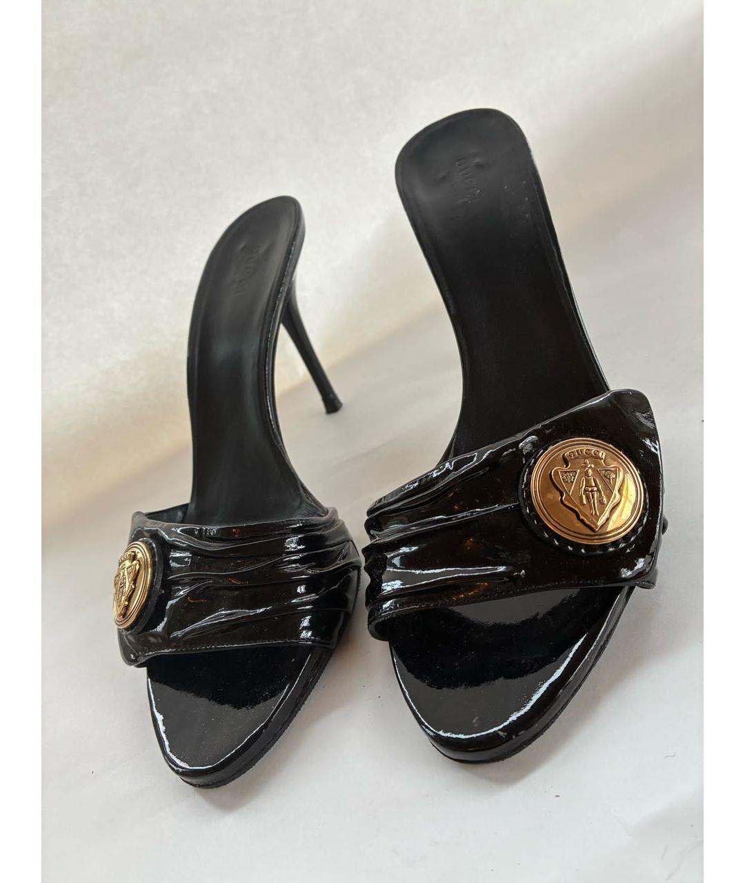GUCCI Черные босоножки из лакированной кожи, фото 3