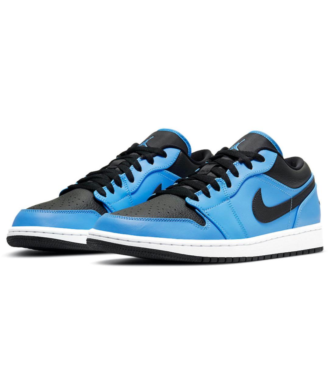 JORDAN Синие кожаные высокие кроссовки / кеды, фото 3