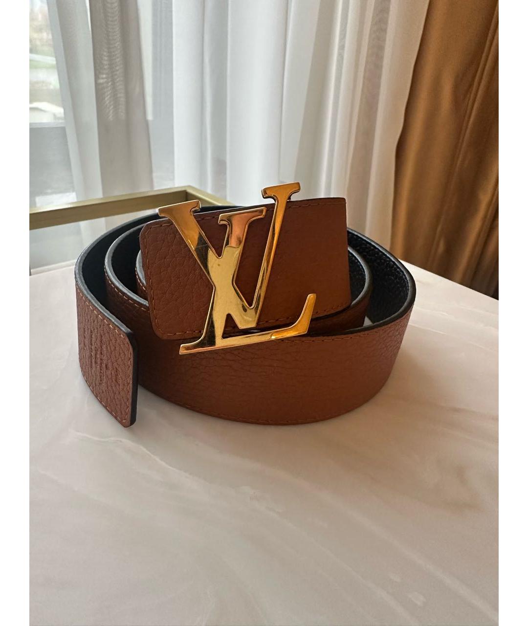 LOUIS VUITTON Коричневый кожаный ремень, фото 5