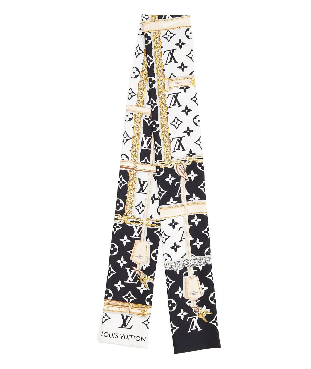 LOUIS VUITTON Черный шелковый шарф, фото 2