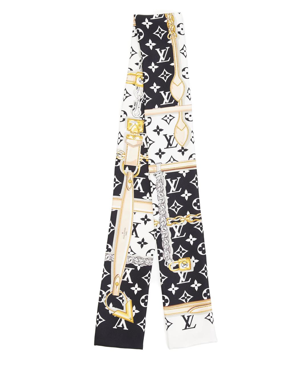 LOUIS VUITTON Черный шелковый шарф, фото 1