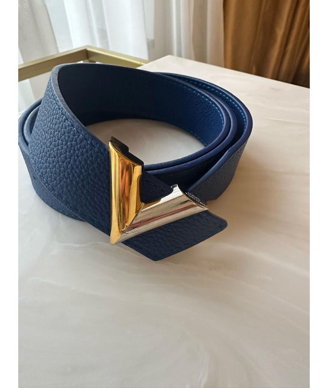 LOUIS VUITTON Темно-синий кожаный ремень, фото 4