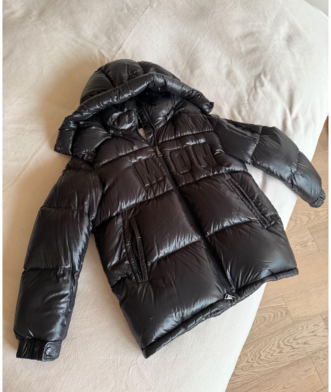 MONCLER Черный полиэстеровый пуховик, фото 4