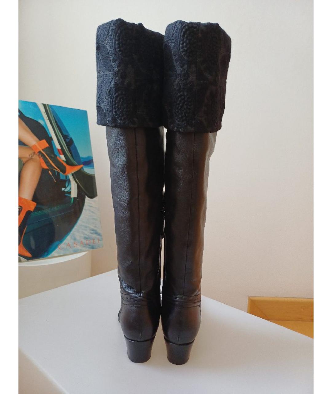 POLLINI Черные кожаные ботфорты, фото 7