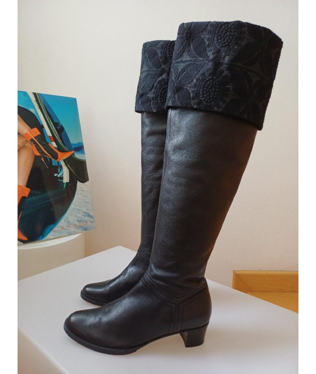 POLLINI Черные кожаные ботфорты, фото 2